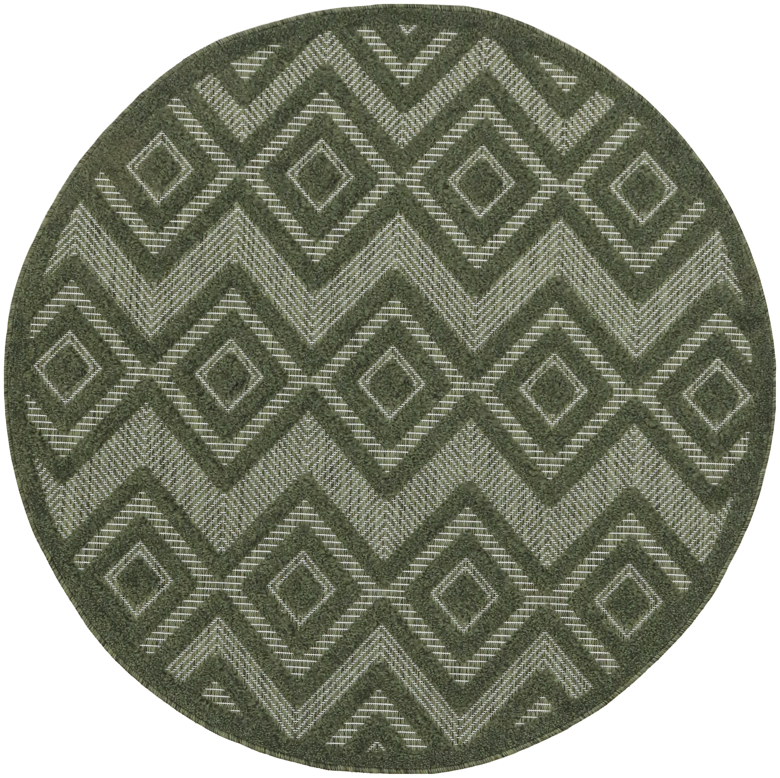Nourison Versatile 4' x Round Green Modern Rug