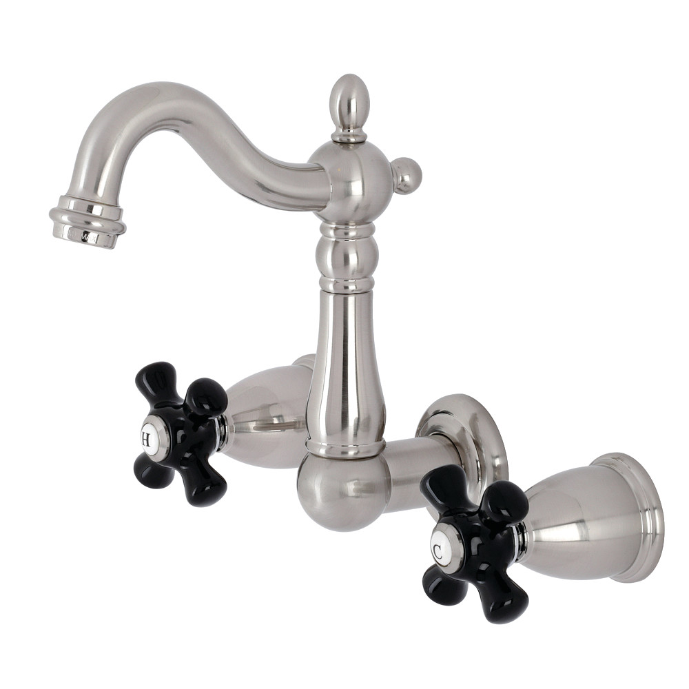 Double Handle 3 Hole Wall Mount Bathroom Faucet Brushed Nickel with 8 Finish Options