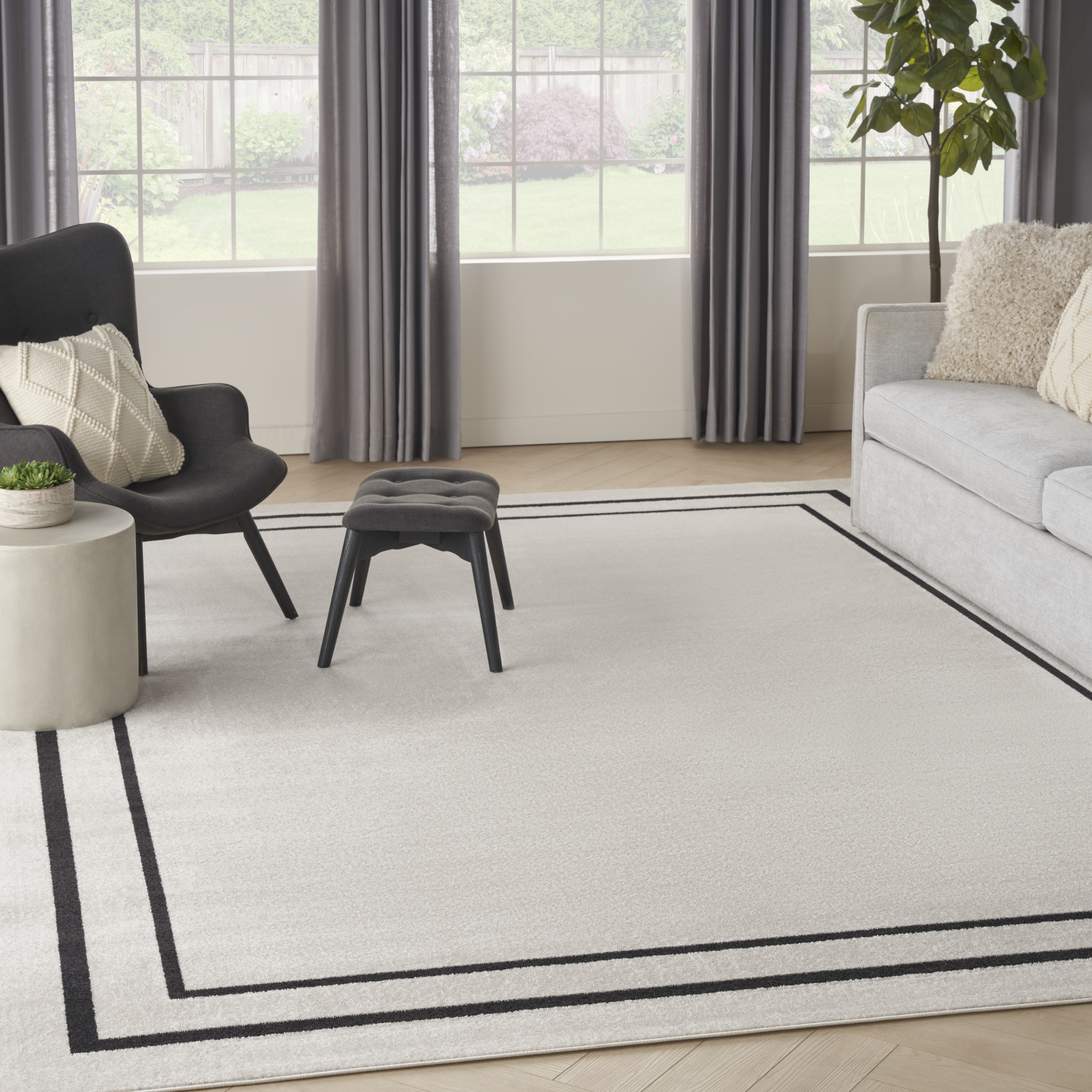 Nourison Nourison Essentials 8' x 10' Ivory Black Contemporary Rug