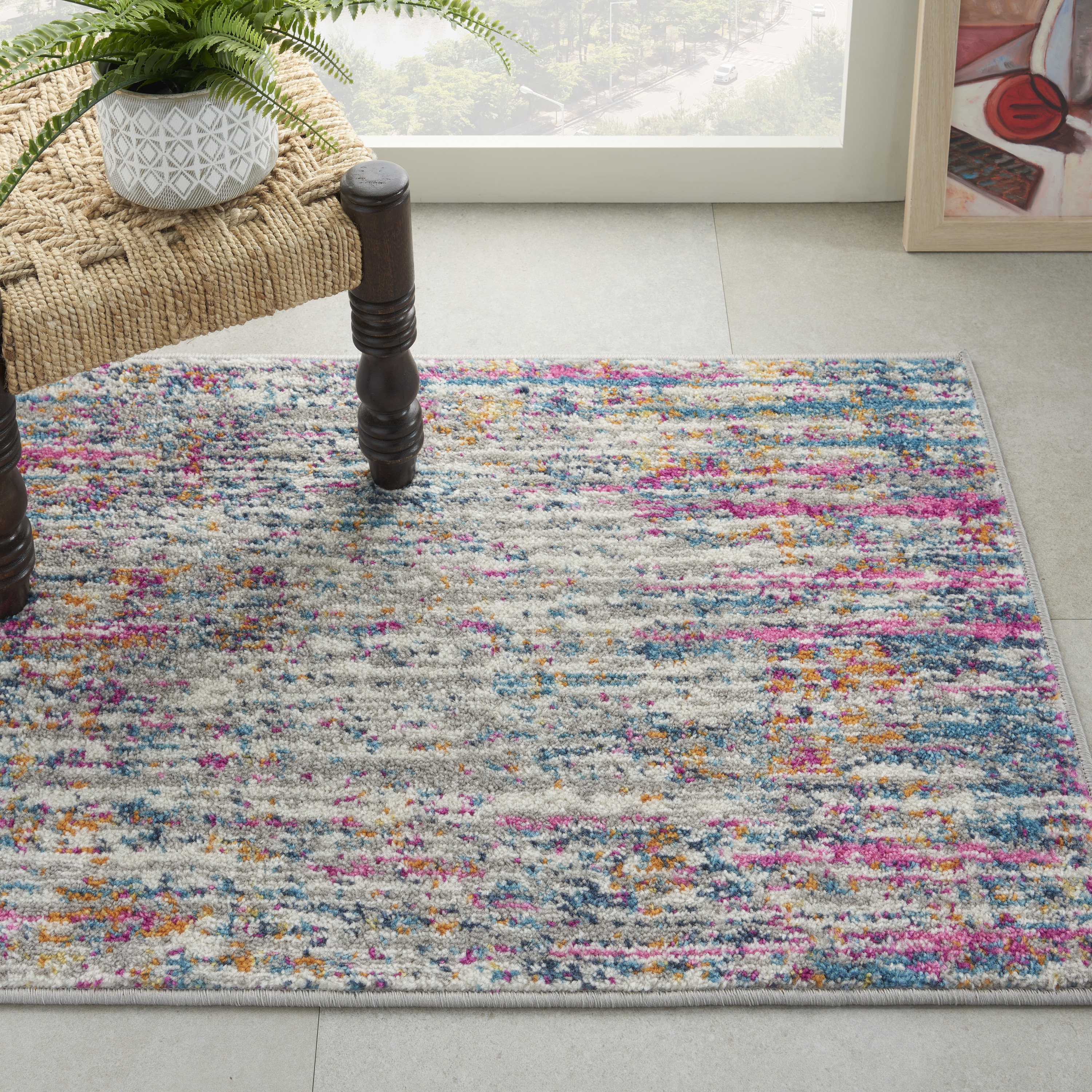 Nourison Passion 1'10" x 2'10" Ivory Multicolor Modern Indoor Rug
