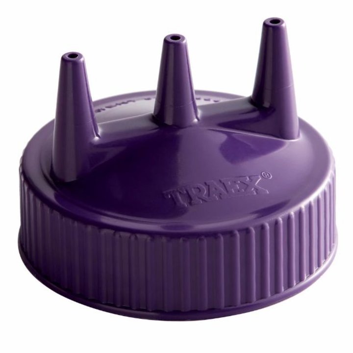 Traex® wide-mouth squeeze dispenser Tri Tip™ replacement cap in purple