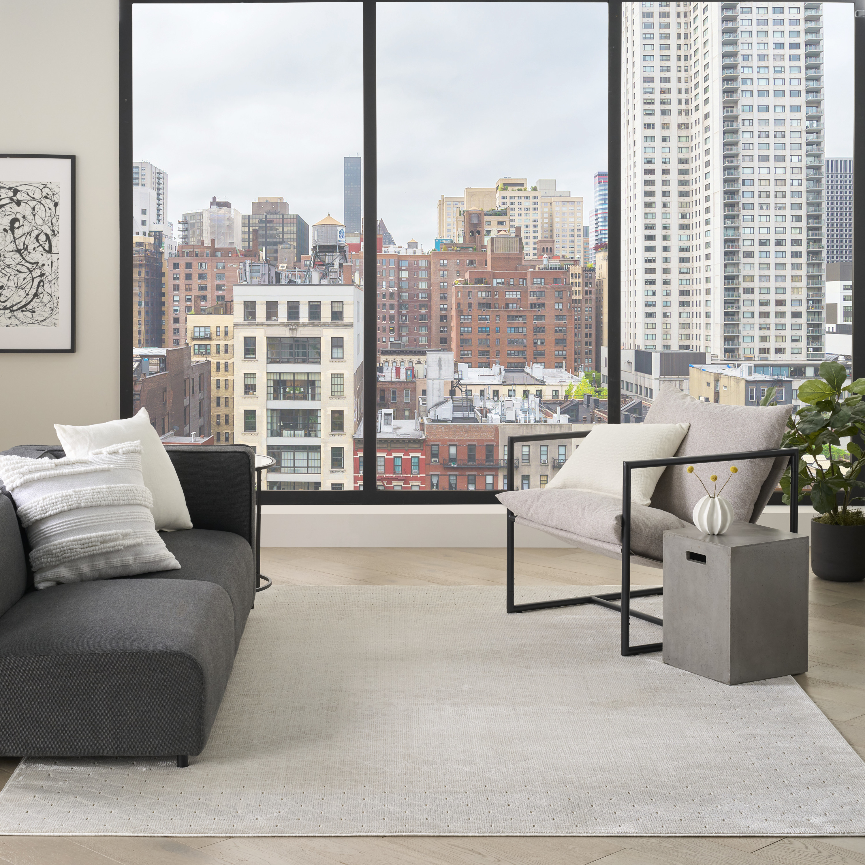 DKNY Grand Street 7'10" x 9'10" Ivory Modern Indoor Rug