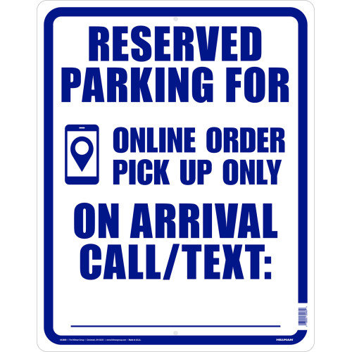 Hillman Reserved for Online Order Sign (15