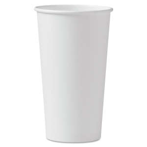 Solo, Single-Sided Poly Paper Hot Cups, 20 oz, White
