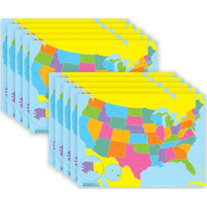 Smart Poly&reg; PosterMat Pals&trade; Space Savers, 13" x 9-1/2", US Map, Pack of 10