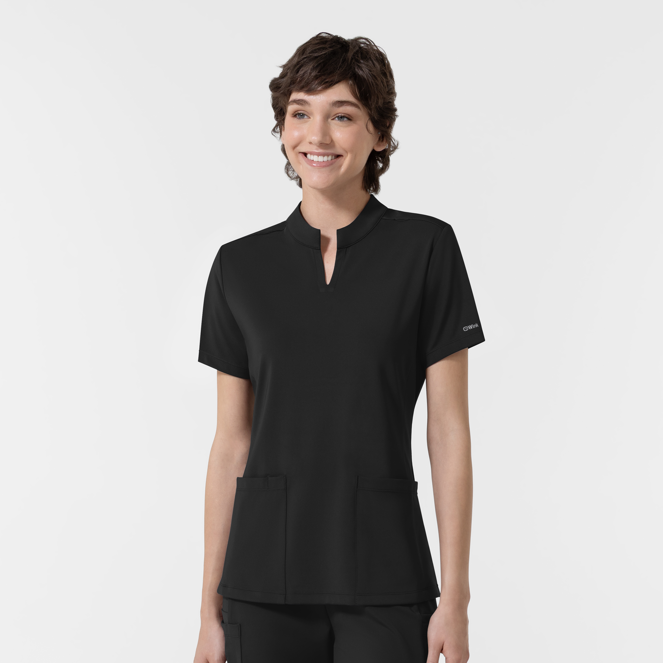 Boundless Knits Women‘s Mandarin Two Pocket Scrub Top-Wonder Wink