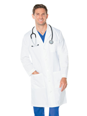 Landau 3 Pocket Lab Coat Men - Classic Relaxed Fit, 5 Button, Full Length, Antimicrobial 3145-