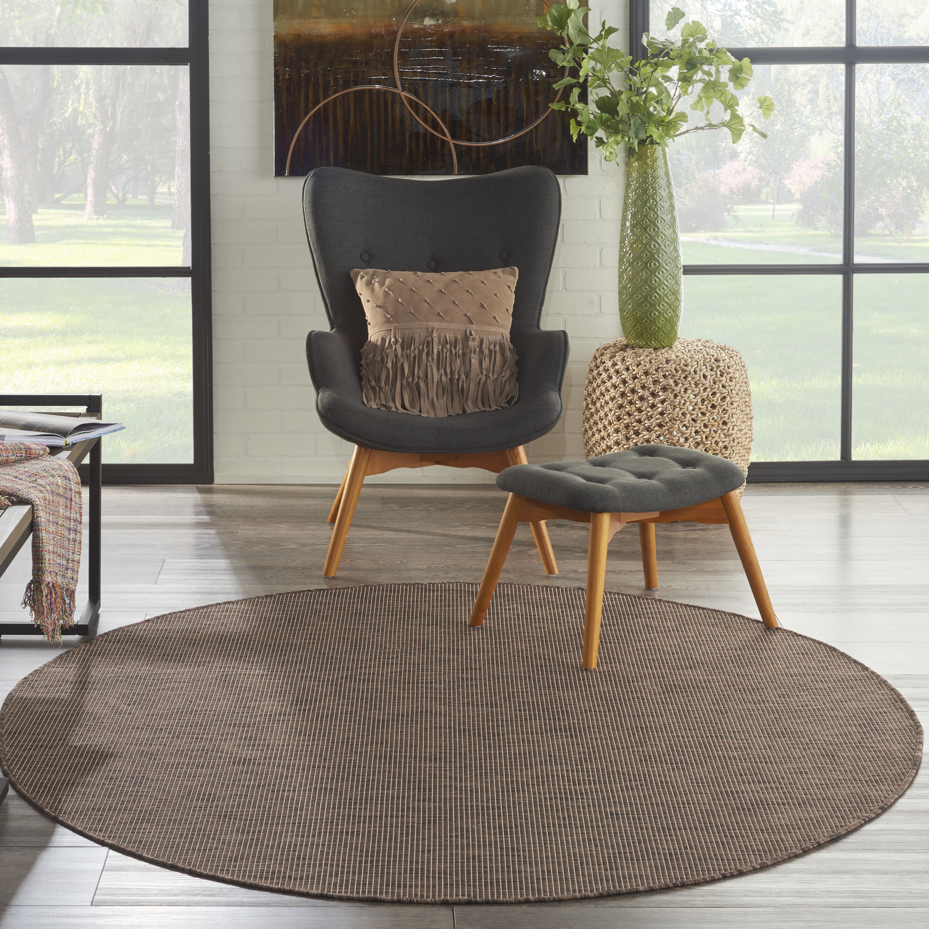 Nourison Positano 6' x Round Natural Modern Rug