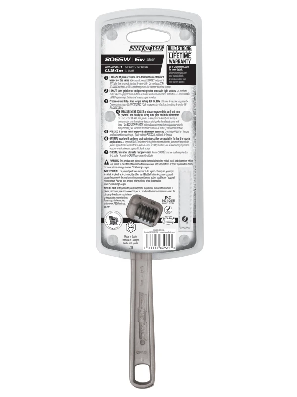 806SW 6-inch Extra Slim Jaw Adjustable Wrench