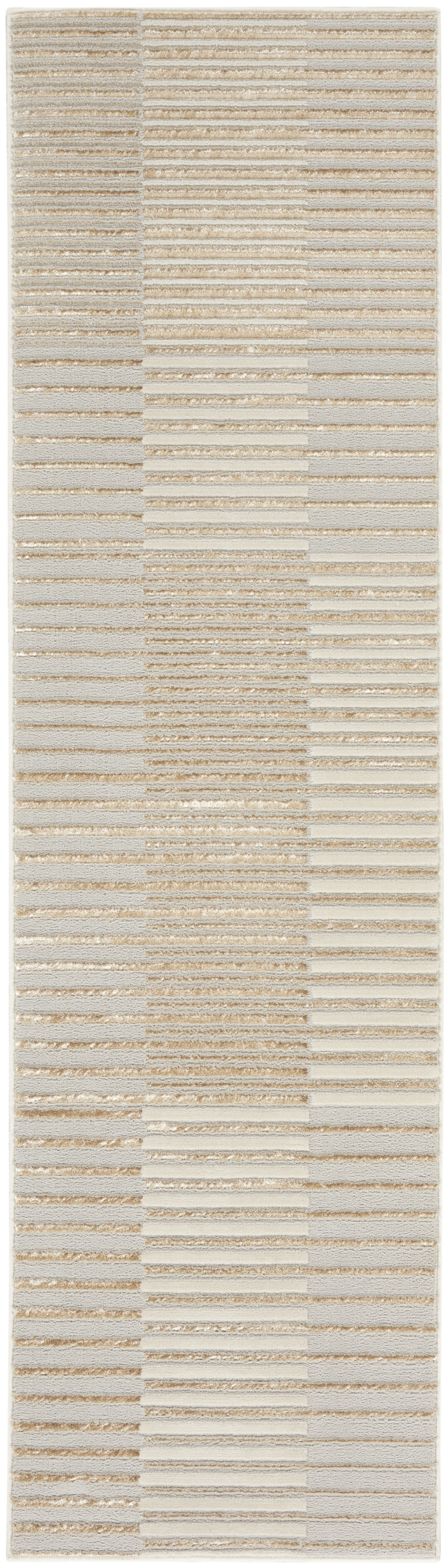 Nourison Splash 2'2" x 7'6" Beige Silver Modern Indoor Rug