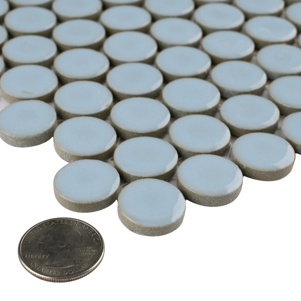 Hudson Penny Round Cashmere Blue 11-7/8 in. x 12-5/8 in. Porcelain Mosaic Tile
