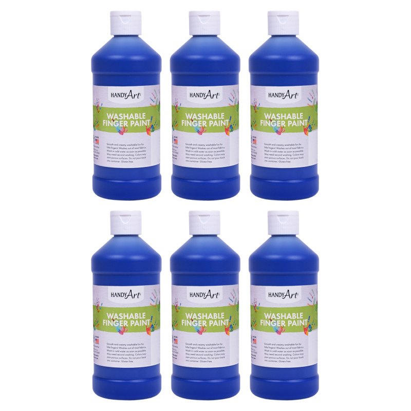 Washable Finger Paint, Blue, 16 oz., Pack of 6