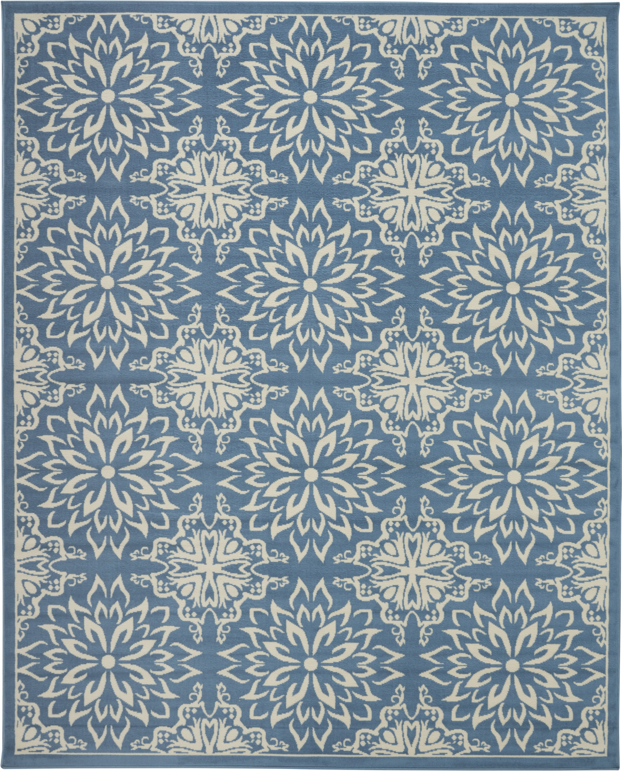 Nourison Jubilant 7'10" x 9'10" Ivory Blue Farmhouse Indoor Rug
