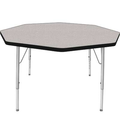 Creative Colors® Activity Table, Octagon, 48" Diameter, Gray Nebula Top Color, Black Edge Color, Standard Leg Height, Platinum S