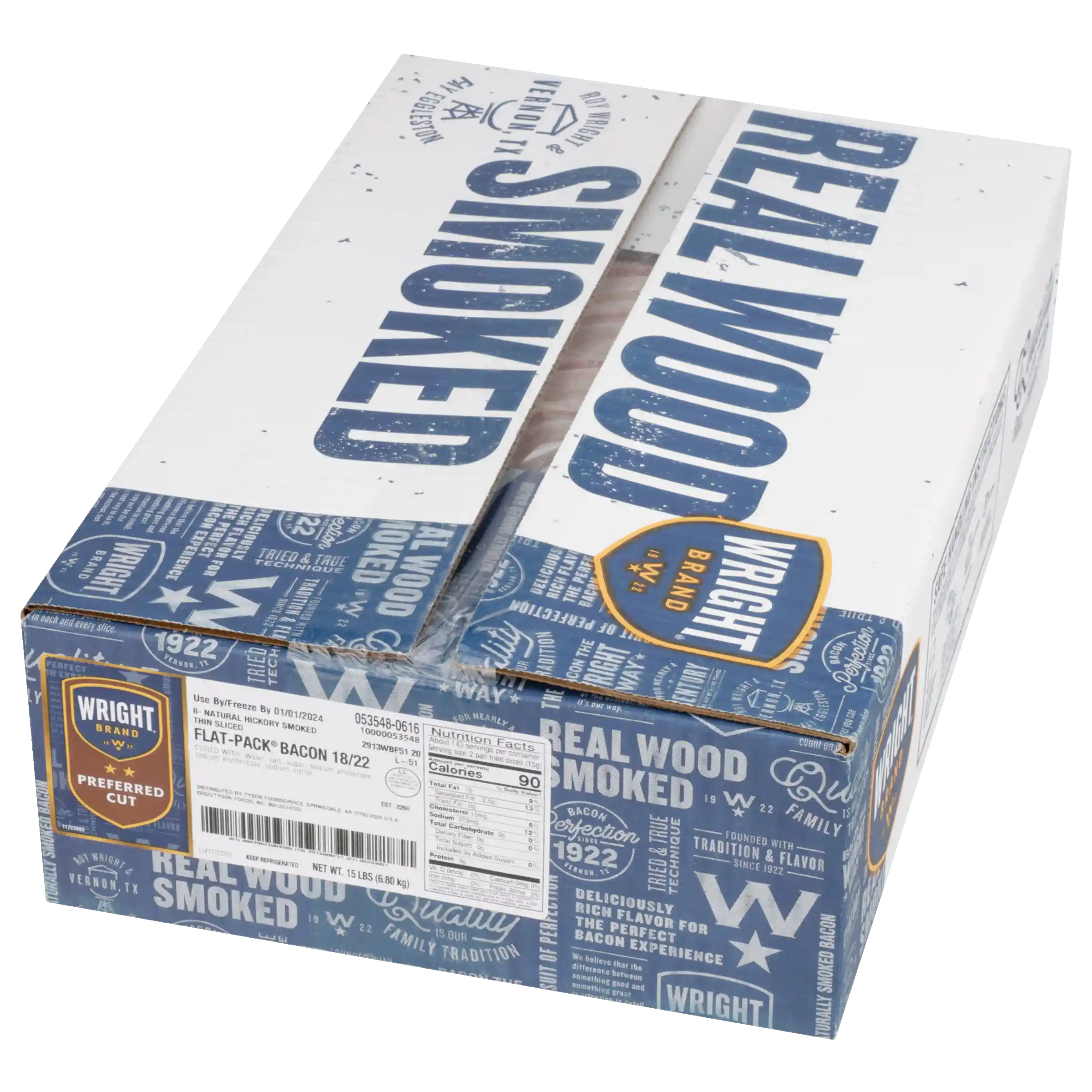 Wright® Brand Naturally Hickory Smoked Thin Cut Flat-Pack® Bacon, 18/22_image_5