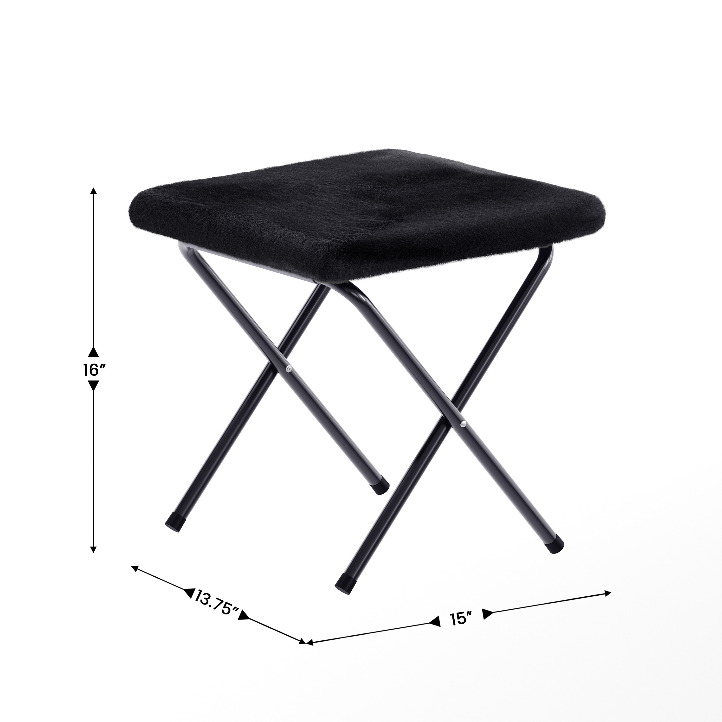 Archer 28" Oversized Portable Faux Fur Folding Saucer Chair with Folding Otto... - Picture 9 of 49