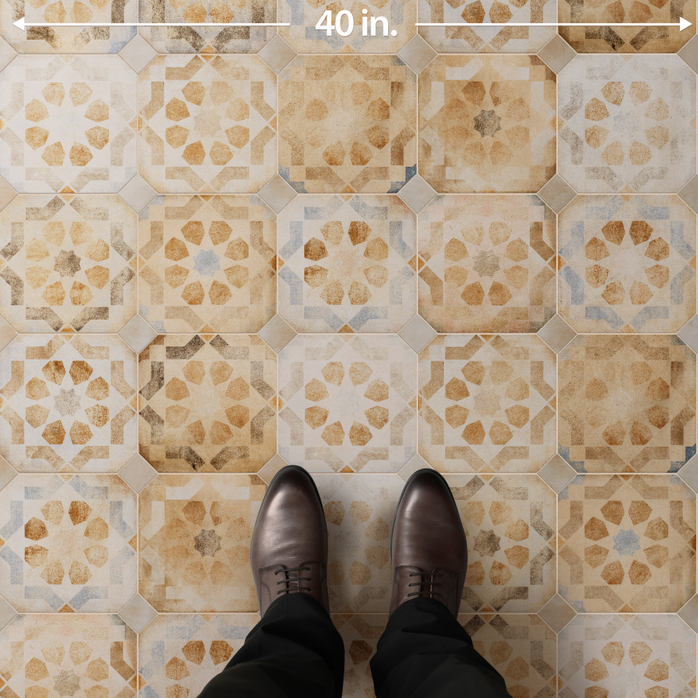 Laverton Octagon Deco Multicolor with Taco Arena 7-7/8 in. x 7-7/8 in. Porcelain Floor and Wall Tile