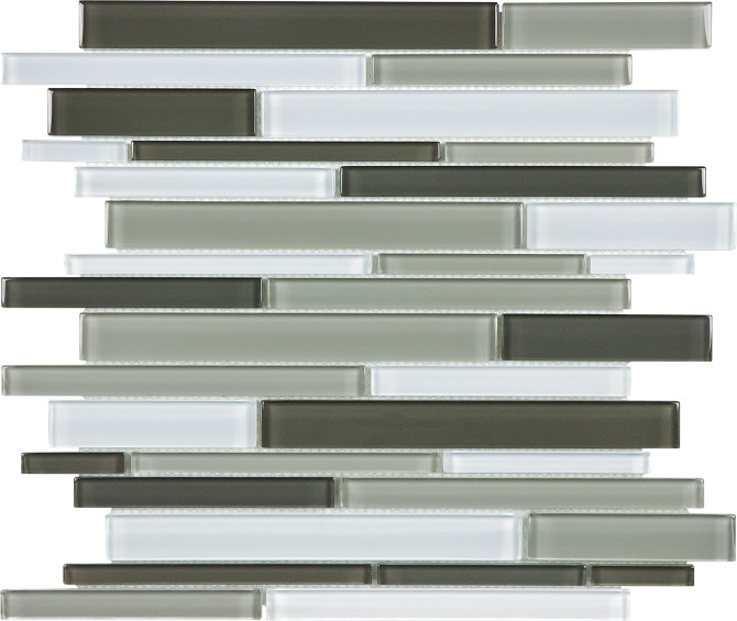 Bliss Element Glass Mineral Blend 12x12 Random Strip Mosaic Virginia