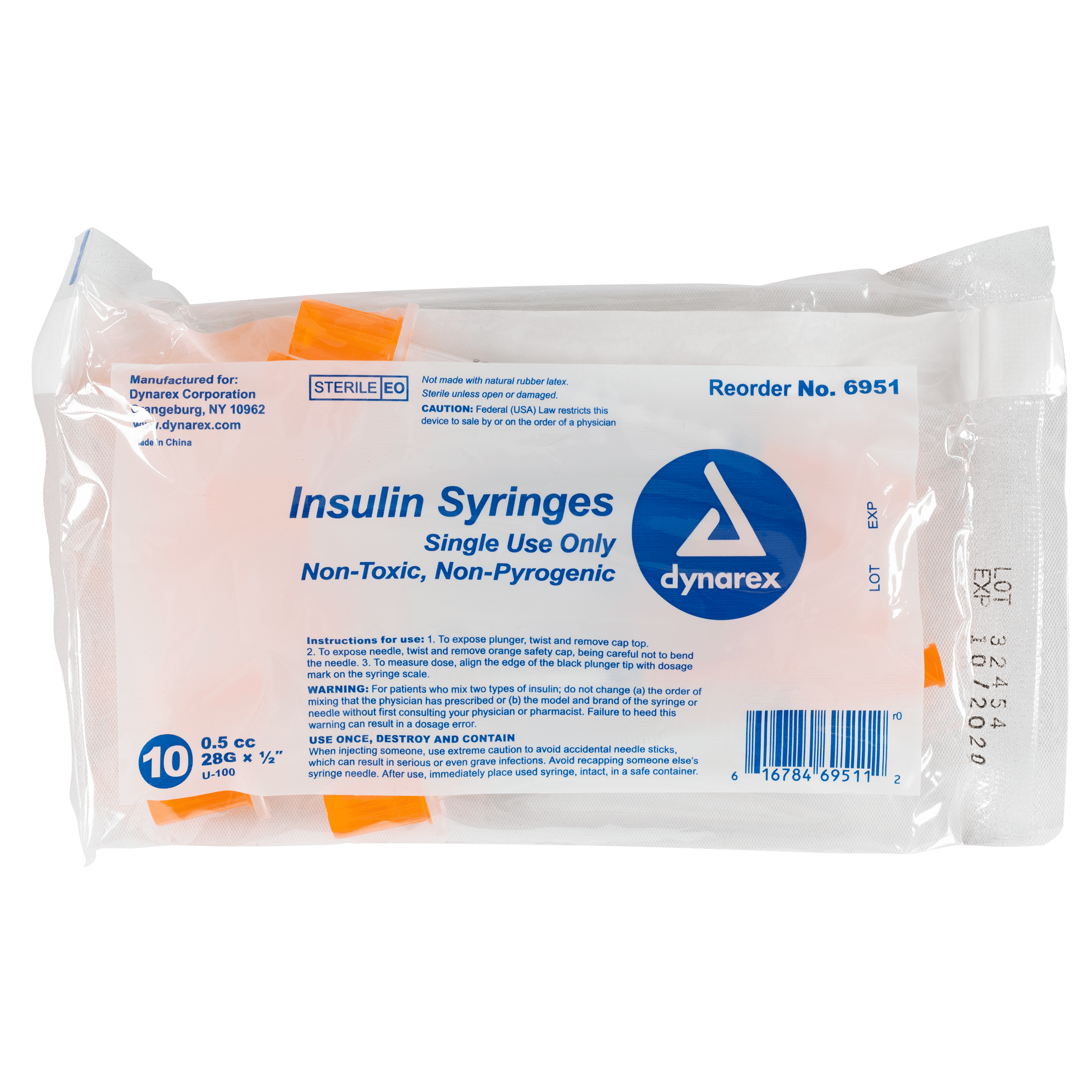 Insulin Syringe N/S - .5cc - 28G, 1/2