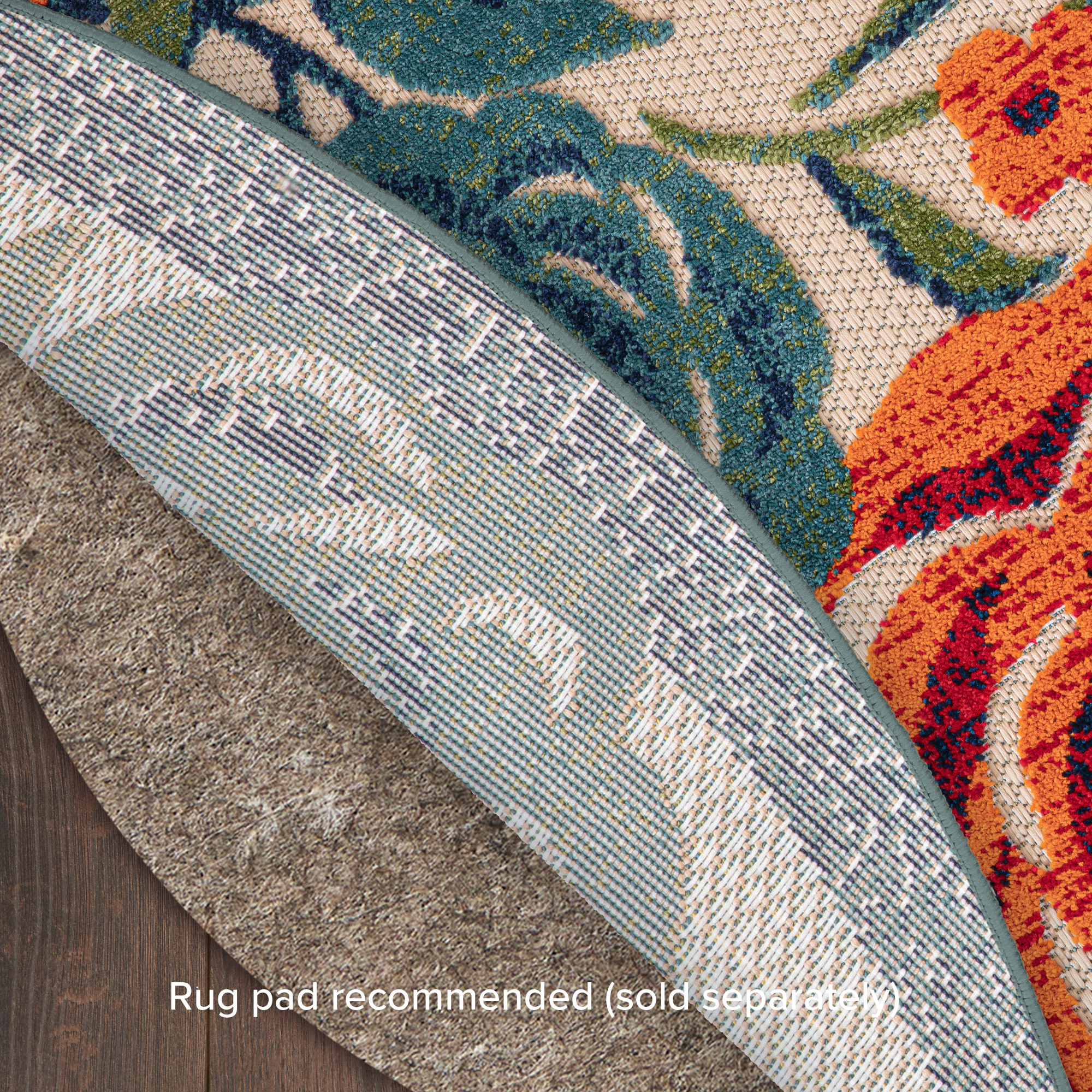 Nourison Aloha 5'3" x Round Ivory Multicolor Outdoor Rug