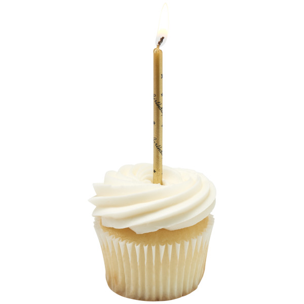 Gold with Black Happy Birthday Print Specialty Candles