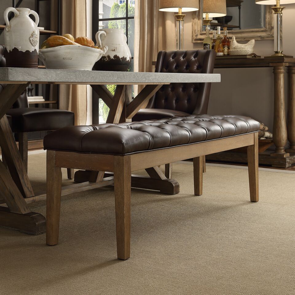 Premium Tufted Reclaimed 52-inch Upholstered Bench