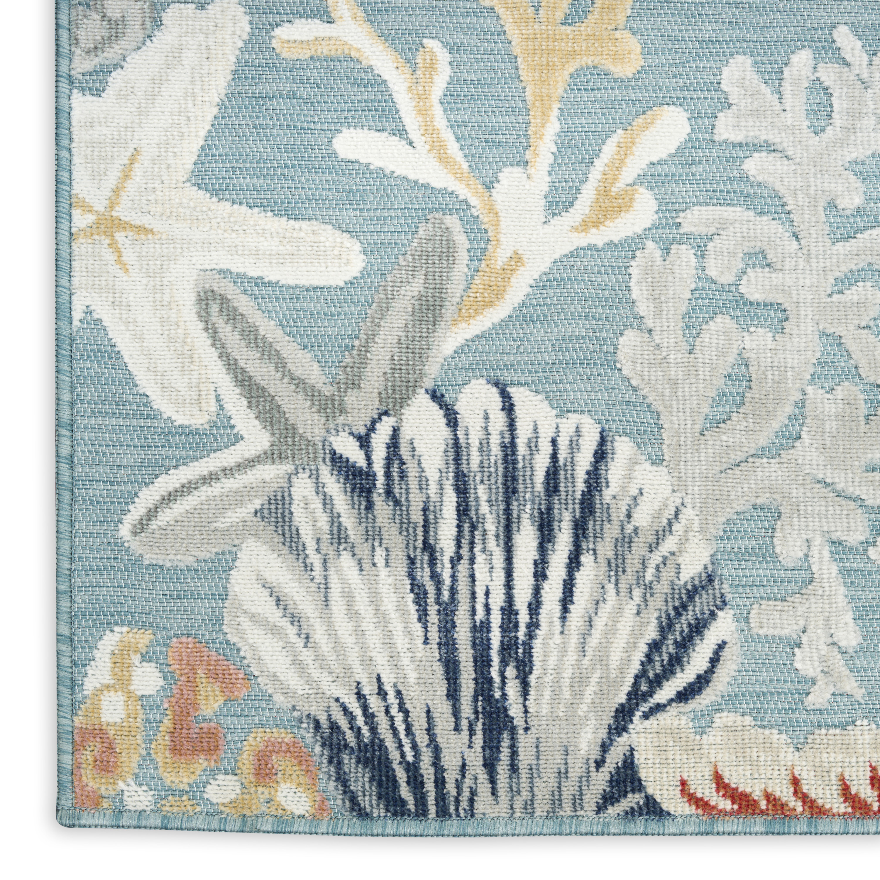 Nourison Suncoast 4' x 6' Teal Multicolor Coastal, Nautical & Beach Rug
