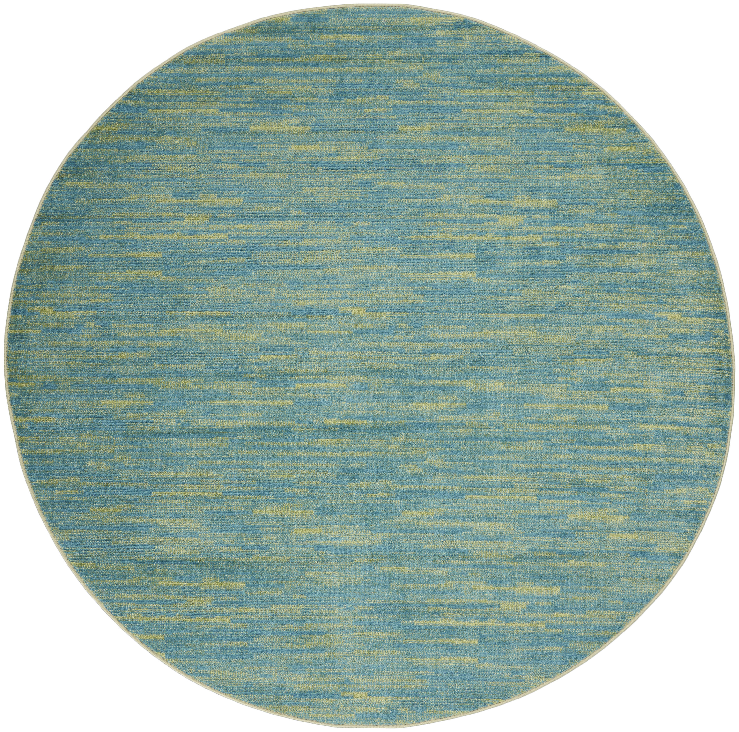 Nourison Nourison Essentials 6' x Round Blue Green Outdoor Rug