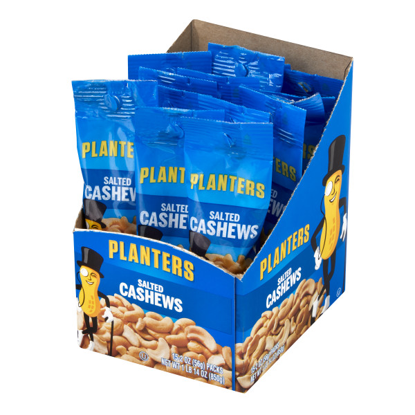 PLANTERS(r) Salted Cashews 45/2oz . C1RP - Front Right Pallet/Display (Hi Res)