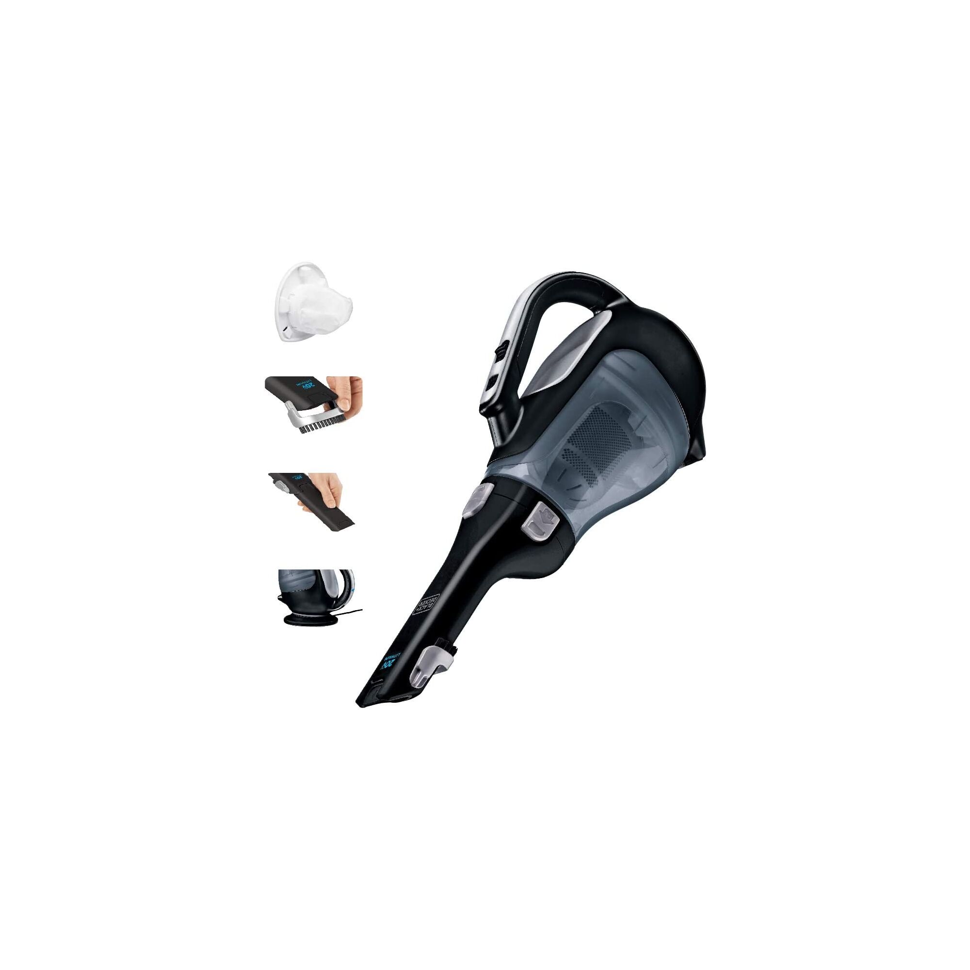 Dustbuster Cordless Hand Vacuum kit showing key accessories and filter