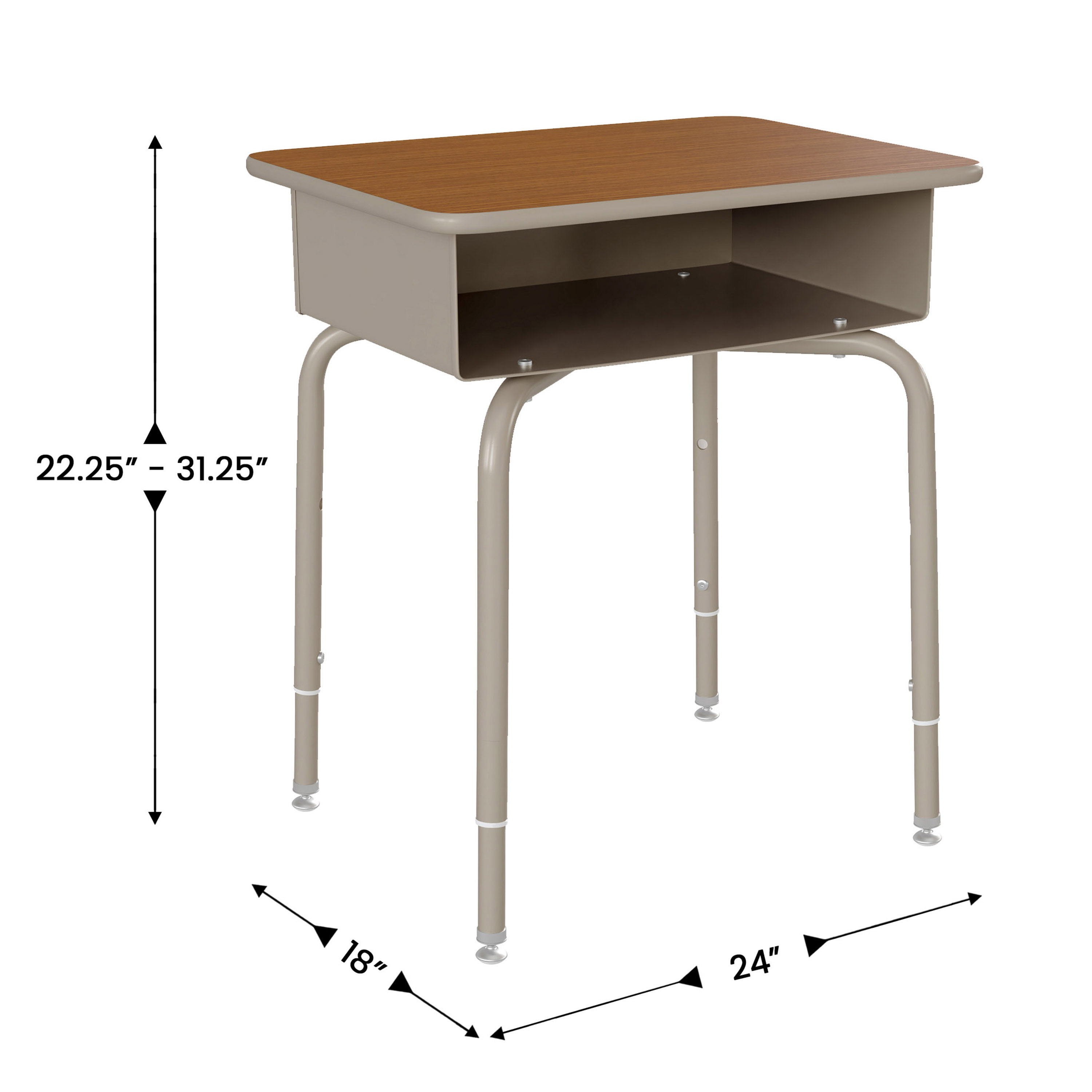 Jacobs Desk/Chair Set with Metal Open Front Storage Box, Gray Granite Desktop...