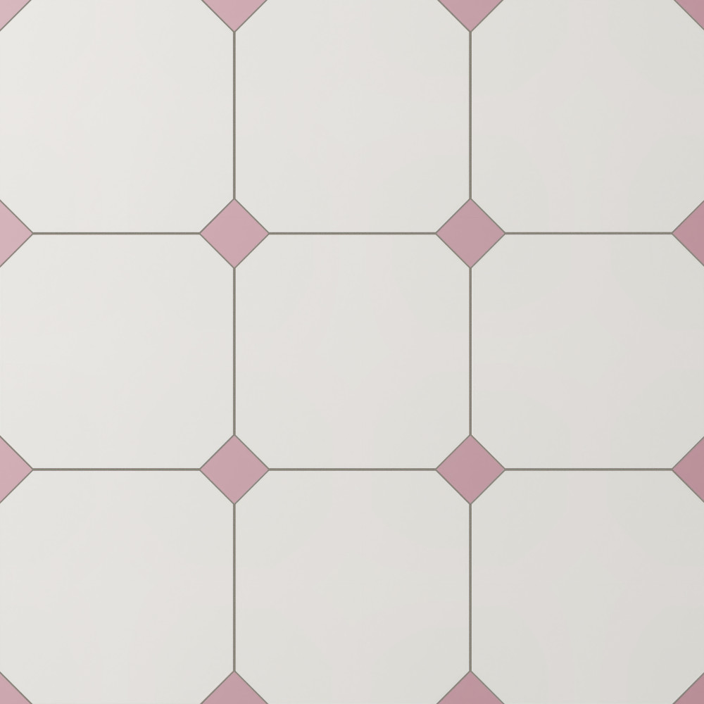 Vaudeville Octagon Nacar with Taco Pink 7-7/8 in. x 7-7/8 in. Porcelain Floor and Wall Tile