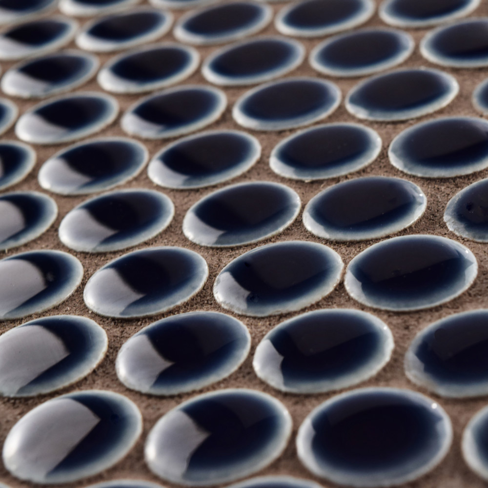 Sample – Hudson Penny Round Noir Porcelain Mosaic Tile