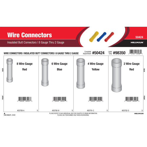 Wire Connectors Assortment (8 Gauge thru 2 Gauge Insulated Butt Connectors)
