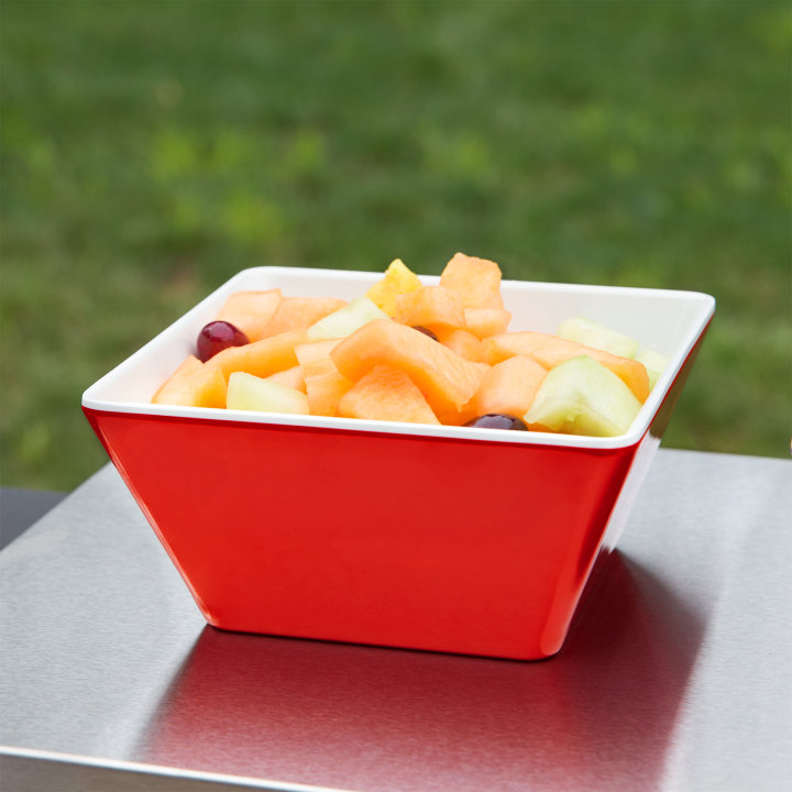 Medium square melamine cubic display bowl in red