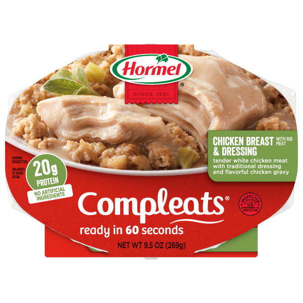 HORMEL(r) COMPLEATS(r) Chicken & Dressing, 6/9.5oz. . C1N1 - Front No Plunge In Package (Hi Res)