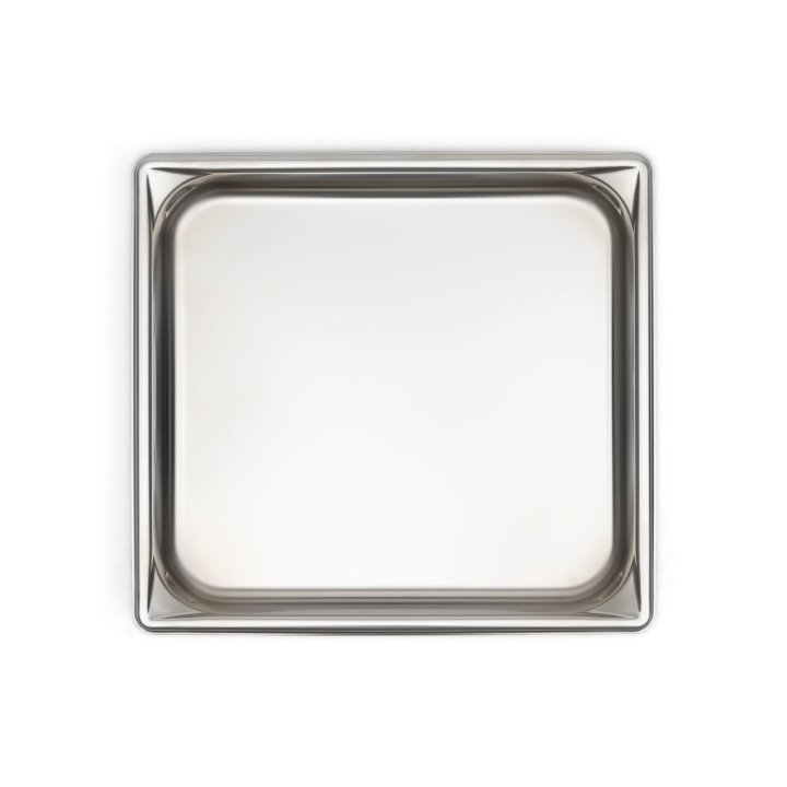 Two-thirds-size 2 ½-inch-deep Super Pan V® stainless steel steam table pan