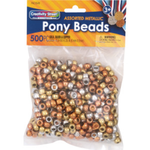 Pony Beads, Gold, Silver & Copper, 6 mm x 9 mm, 500 Count