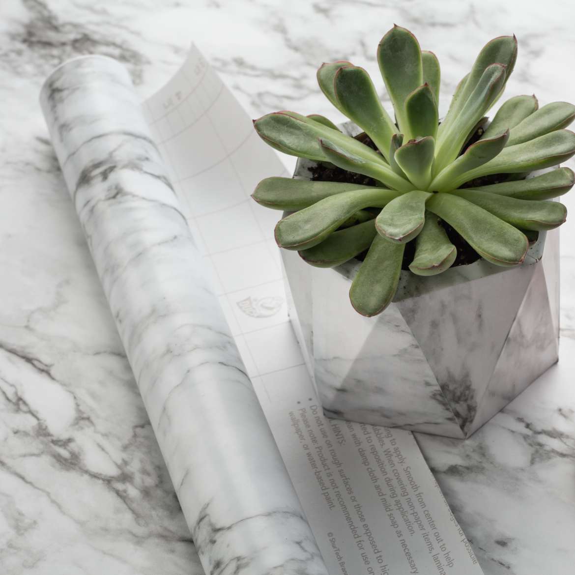 Peel & Stick Laminate Shelf Liner White Marble Duck Brand