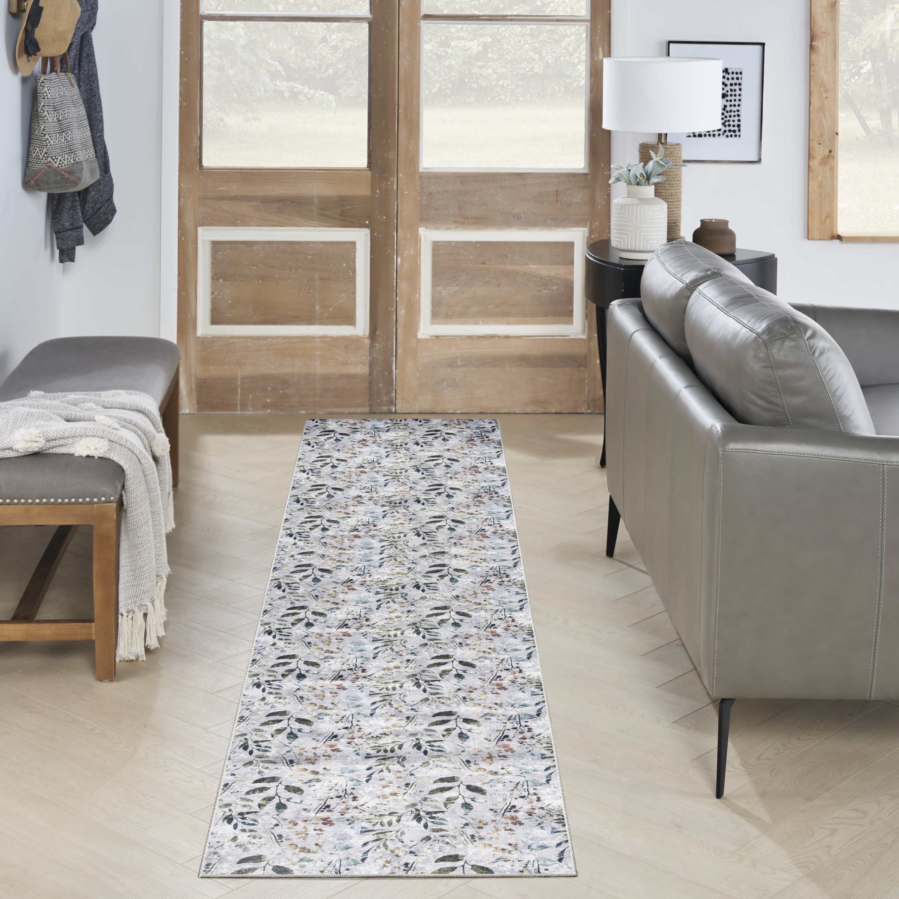 Nourison Nourison Washables 2'2" x 10' Grey Multicolor Contemporary Indoor Rug
