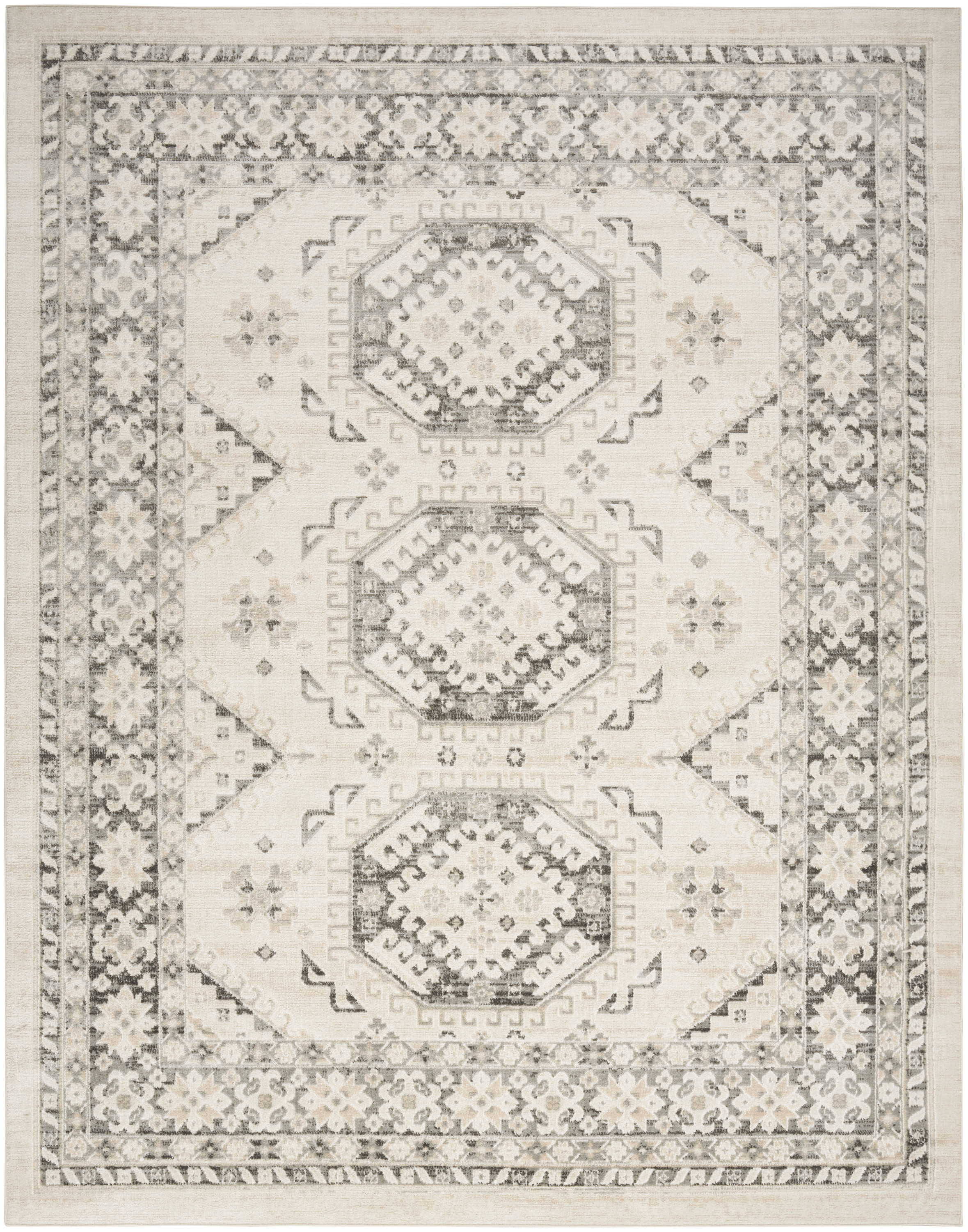 Nourison Serenity Home 7'10" x 9'10" Ivory Grey Vintage Indoor Rug