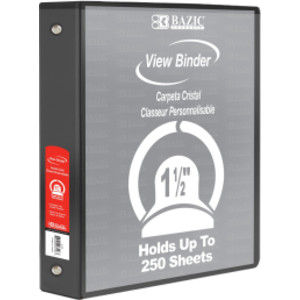3-Ring View Binder with 2 Pockets, 1.5", Black