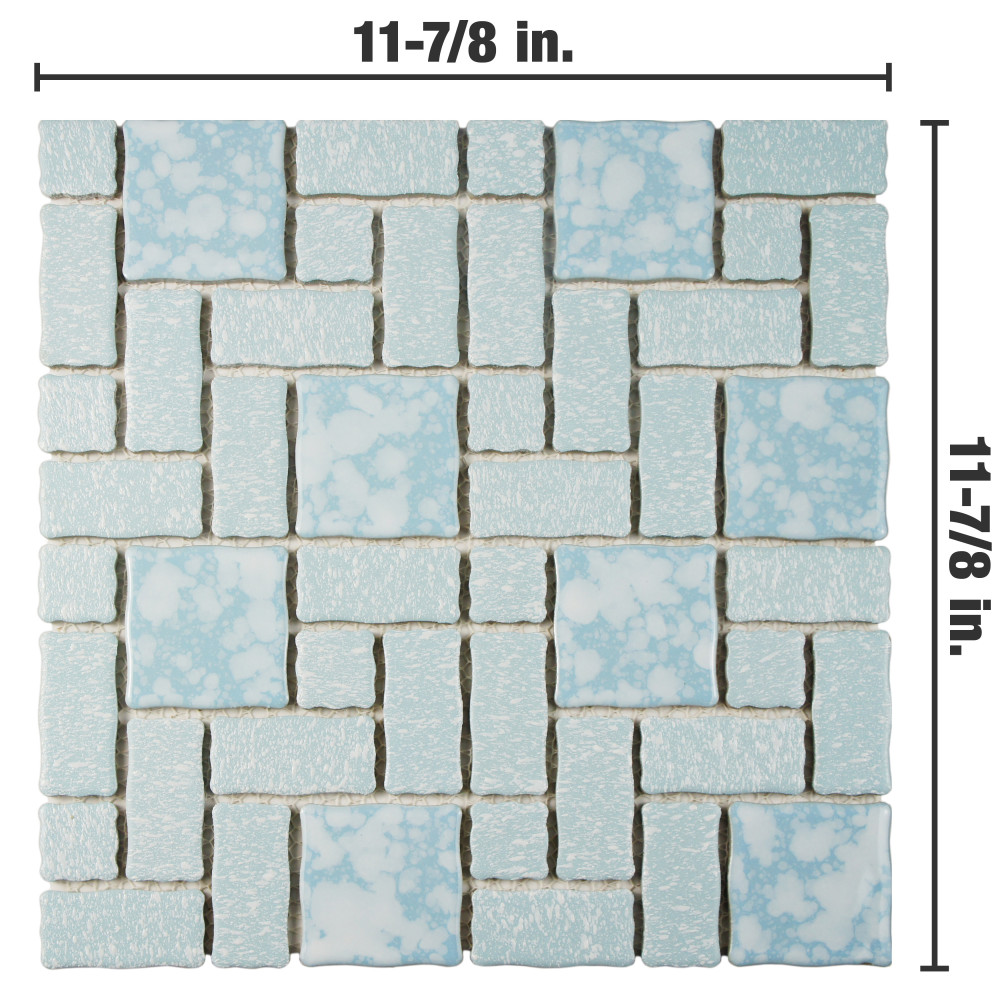 Academy Blue 11-7/8 in. x 11-7/8 in. Porcelain Mosaic Tile
