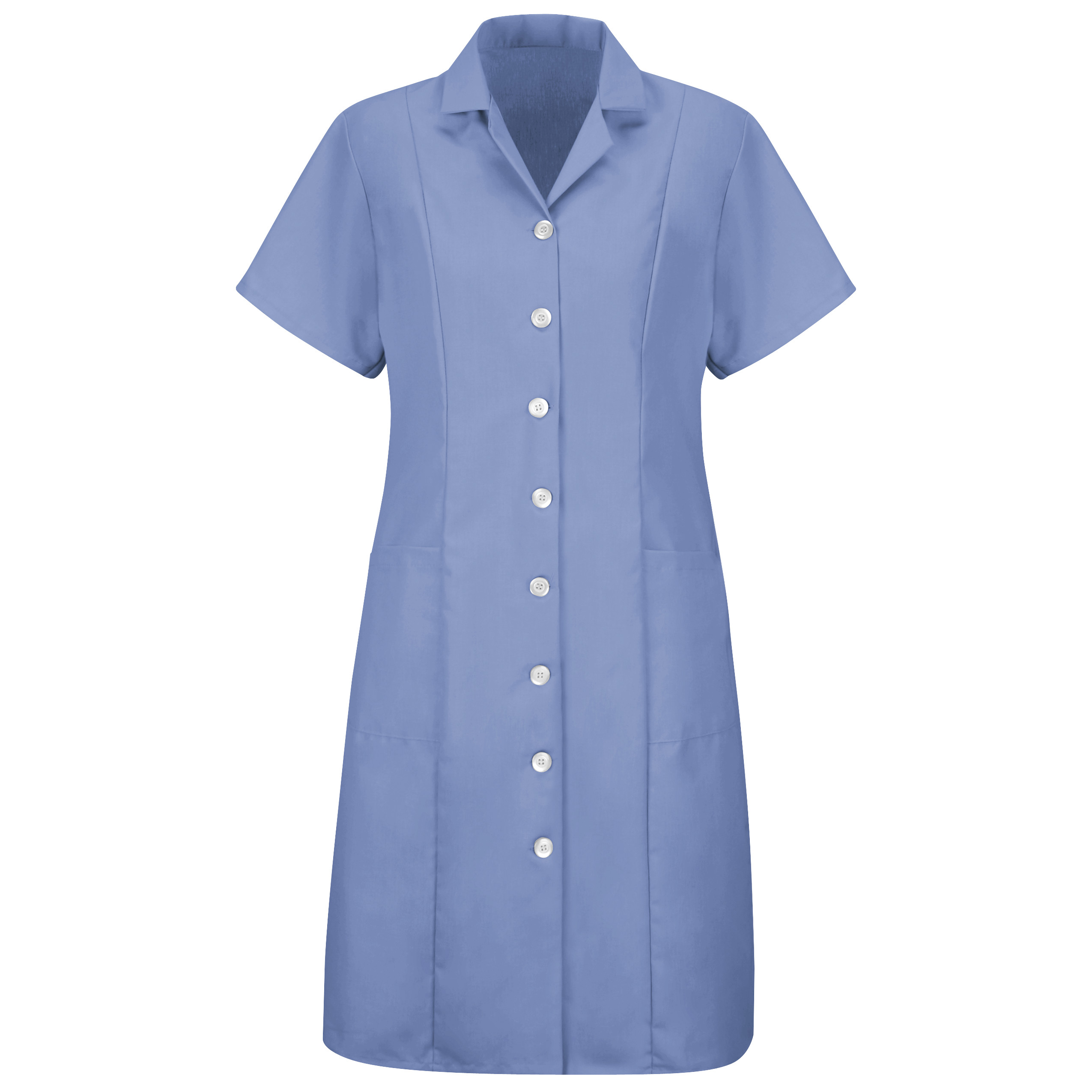 Women‘s Button-Front Short Sleeve Dress-Red Kap