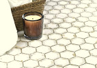 Specialty Mosaic Collection East White, Calacatta Gold and Smoke Hexagon Micromosaic
