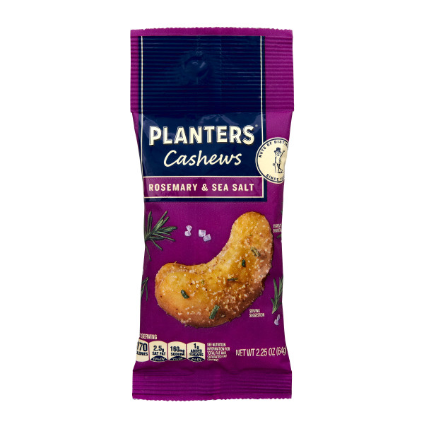 PLANTERS(r) Cashews Rosemary Sea Salt, 6-10/2.25oz . C1N1 - Front No Plunge In Package (Hi Res)