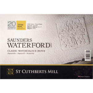 Saunders Waterford Watercolor Block, Rough, White, 140lb/300gsm, 20 Sheet, 10x7 inch, 1 Count