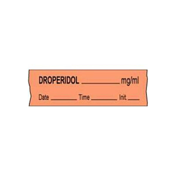 Droperidol Labels, Salmon, Perforated Tape Style- 333/Roll