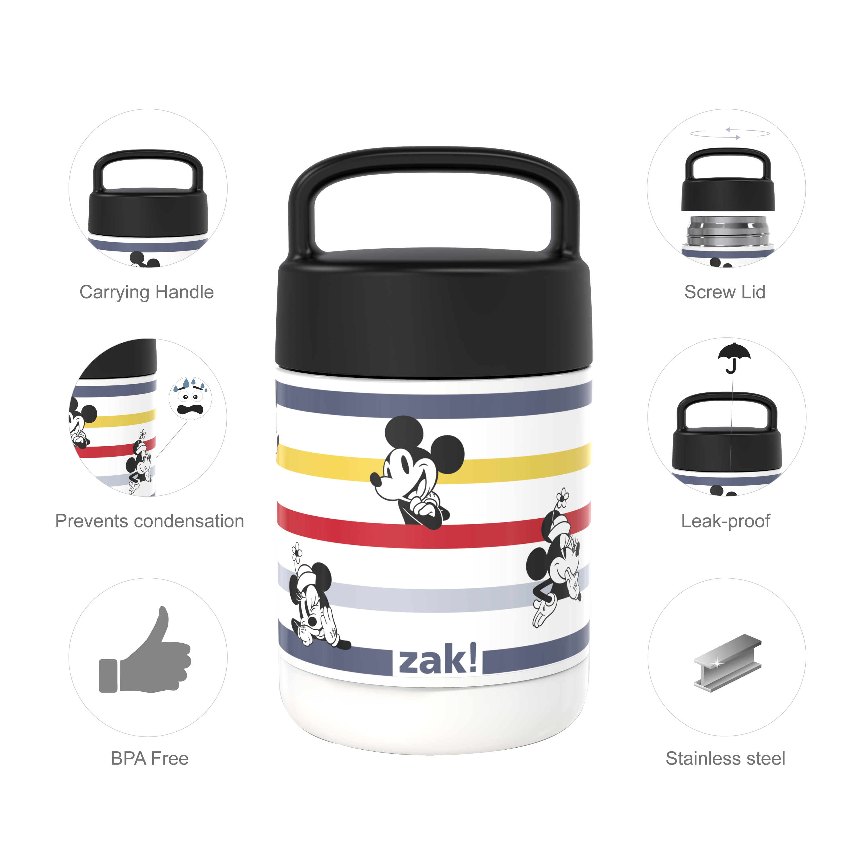 Disney Reusable Vacuum Insulated Stainless Steel Food Container, Mickey Mouse and Minnie Mouse slideshow image 8