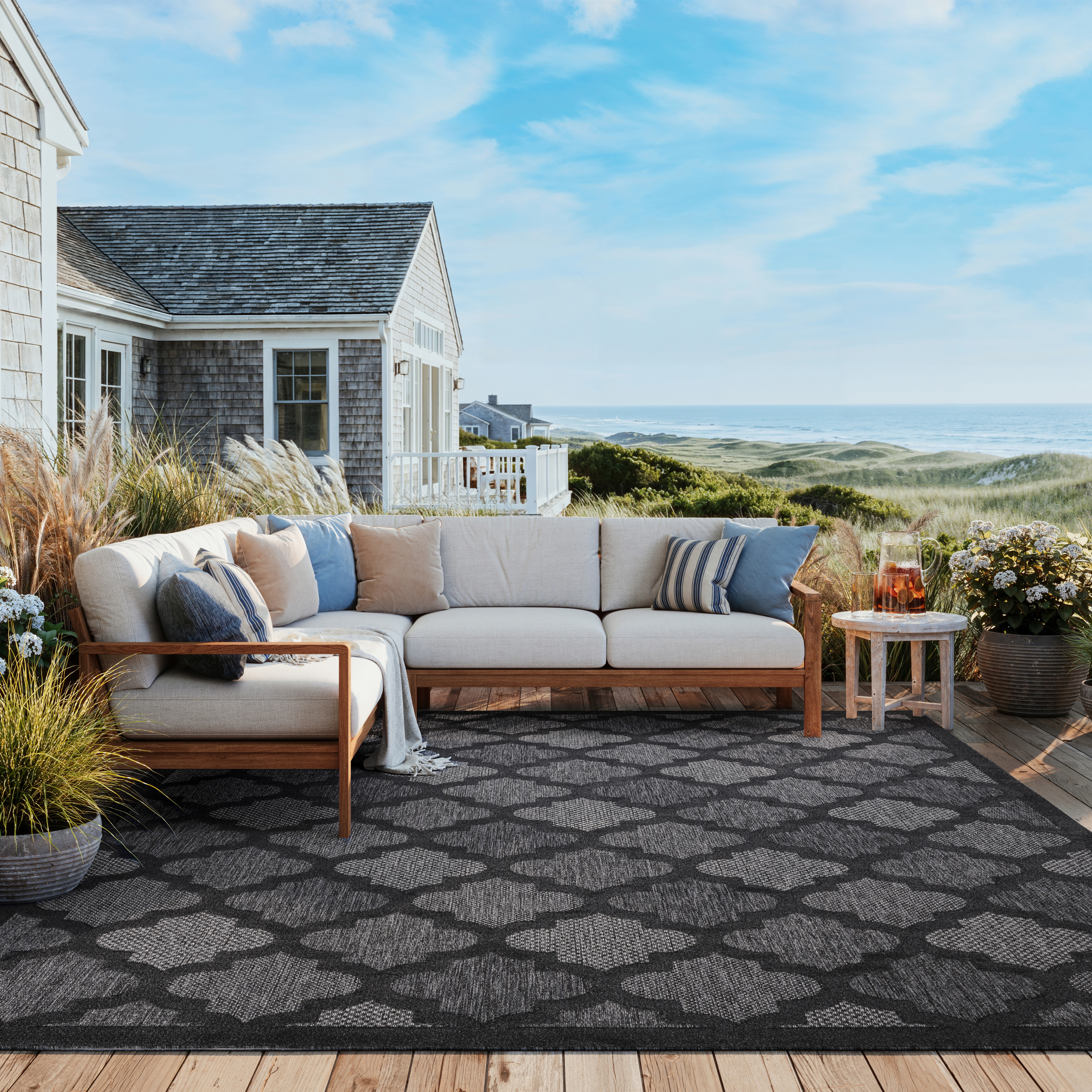 Nourison Easy Care 7' x 10' Charcoal Black Modern Rug